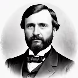 a close - up image of a bearded man in an old fashioned black and white photograph