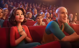 a group of people sitting in a theatre, all dressed up