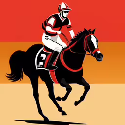 a graphic image of a horse racing,this is an image of a horse and jockey in motion