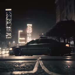 this car is sitting parked in the middle of the street