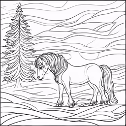 a horse is looking through the woods to trees