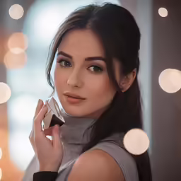 a young woman is posing with an object