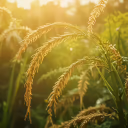 the view of golden plants near sunset