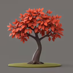 an illustrated image of a tree decorated with several colored leaves