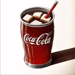 a large red barrel filled with coca cola
