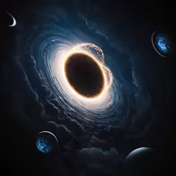 a solar eclipse with some planets next to it