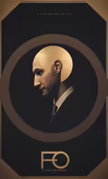 a man wearing a suit is shown in this artistic poster