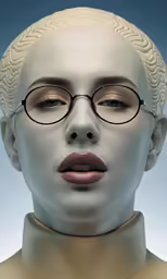 a woman with glasses on has a white hair