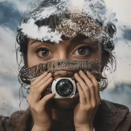 the woman is taking a photograph with her camera