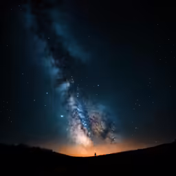 the milky way shining behind a tree in the sky