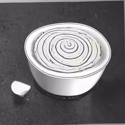 a bowl filled with sauce and two slices of bread