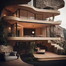 a very unique modern house built on the side of the mountain