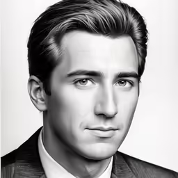 a drawing of a man wearing a suit and tie