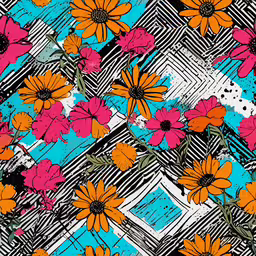 an abstract floral pattern with colorful flowers,an abstract floral design with blue and pink flowers