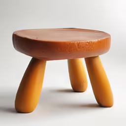 a little wooden stool with large wooden legs