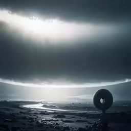 a cloud is over an ocean and land