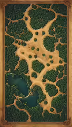 a very big picture with many trees and lakes