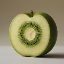 an apple with a slice cut in half