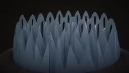 a circular cake stand is placed to resemble a mountain