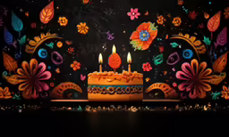 the cake has three lit candles in it