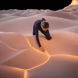 a man that is standing on top of sand