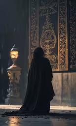a man with a cloak on his back