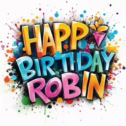 happy birthday robin text with colors