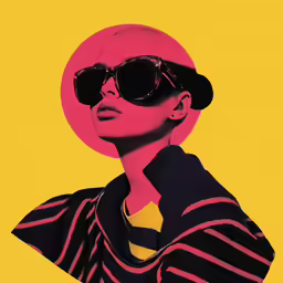 a woman wearing sunglasses and a striped jacket