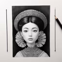 an artistic portrait of a young woman wearing earings