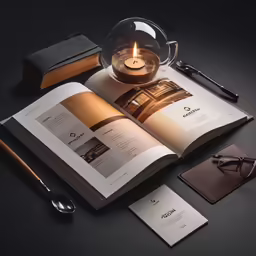 the inside pages of a book with an open book