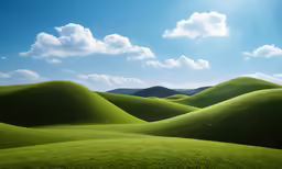 a landscape photograph of rolling hills and clouds