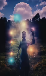 an image of a woman doing the light wand trick