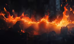 the bright fire was on display in this dark night