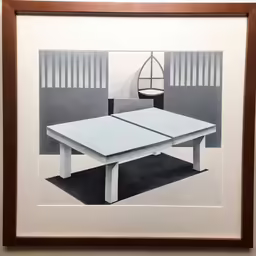 a picture of a ping pong table with chairs