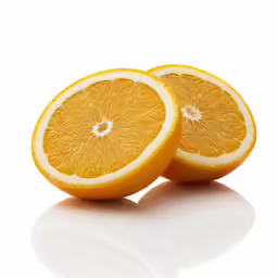 two halves of an orange cut in half