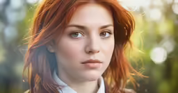 a beautiful redhead with blue eyes and a tie