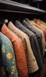 the back side of some cloths on a rack