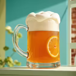 a large mug with some drink on the table