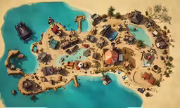 the map shows many different types of buildings