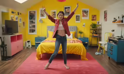 the girl with one foot up has her arms raised while she plays ball