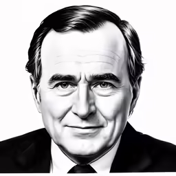 a close up photo of an older man wearing a suit and tie