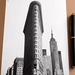 a tall building sitting next to other buildings
