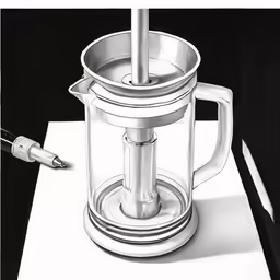 black and white photo of a coffee maker