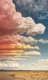 the desert is filled with lots of strange clouds