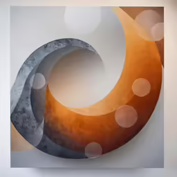 an abstract painting on a white wall