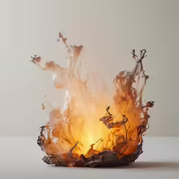 a tea bag on fire is flying to get it on its sides
