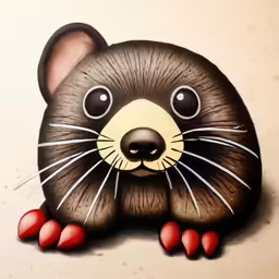 an animal sitting on the ground with very big eyes