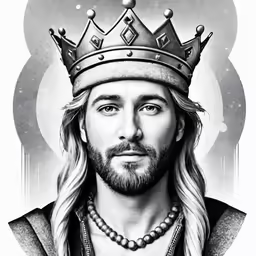 a drawing of jesus with a crown on top