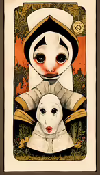 the print features an image of a woman and a baby