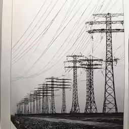 a group of power lines and lines in the sky